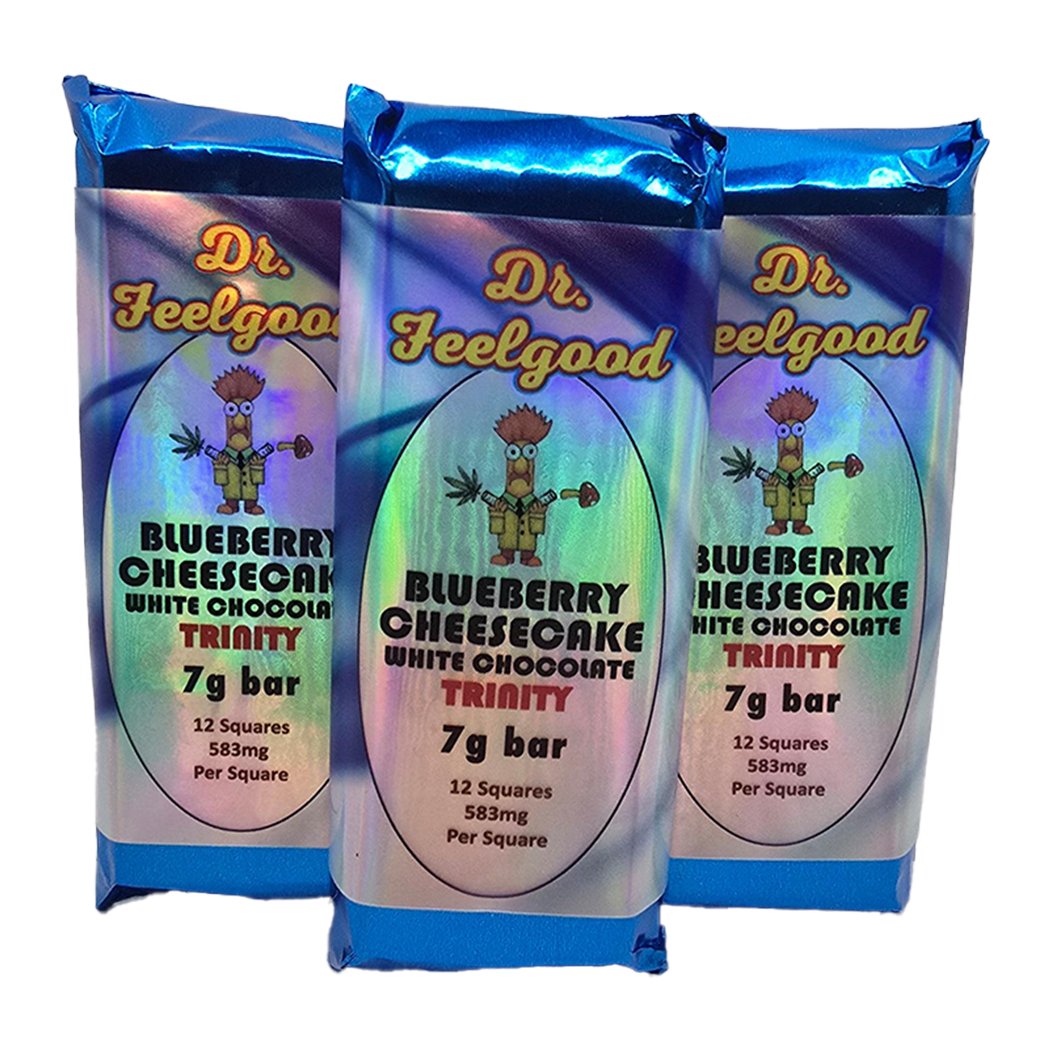 Dr FeelGood Blueberry Cheesecake Melkchocolade Psilocybine Trinity Bar
