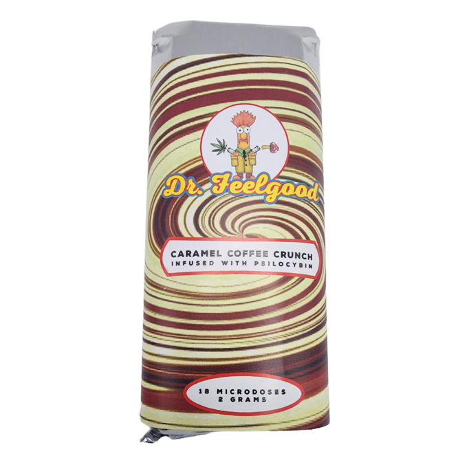 Dr. Feelgood – Karamel Koffie Crunch Chocolade Reep