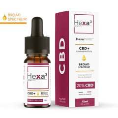 HexaPURE CBD-olie. Hennepzaad. Breed spectrum 20% / 2000 mg. Zonder THC (10 ml).